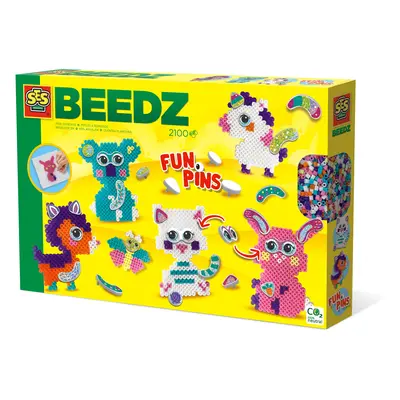 Set creativ copii Beedz &ndash; Margele de calcat Funpins animale TSG06217