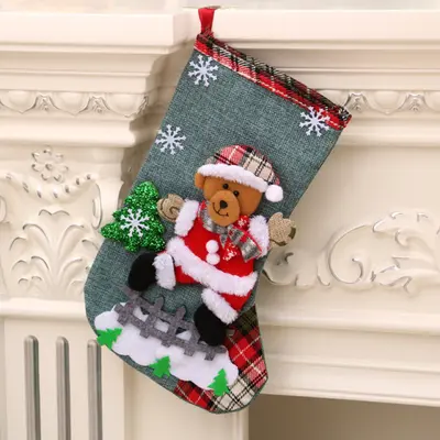 Ciorap pentru decor - Bear Santa Claus ADMS83