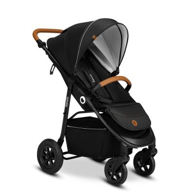Lionelo - Carucior sport Natt, De la nastere, Cu accesorii si capotina XXL reglabila, 0 - 22 kg, Conform cu standardele europene de securitate EN1888-1, EN1888-2, Negru Onyx BYNLO-NATT_BLACK_ONYX