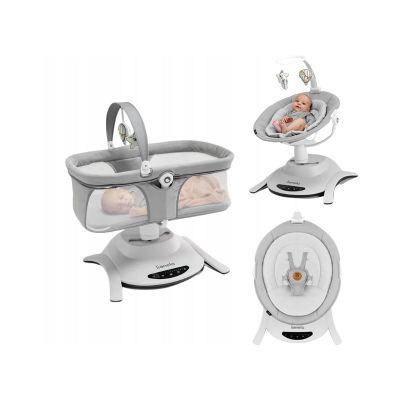 Lionelo - Set 2 in 1, Balansoar si landou Bella, Rotative 360, Ecran tactil si telecomanda, Electric, Scaun reglabil, 6 miscari unice, 5 viteze, Cu melodii, Gri BYNLO-BELLA_SET_GREY_CONCRETE
