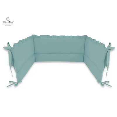 MimiNu - Aparatoare pentru patut 120x60 cm, Cu volanase, Din bumbac certificat Oeko Tex Standard 100, Cu inaltimea de 30 cm, Cu panglici, Colectia Royal, Nepal Green BYN6426972020541