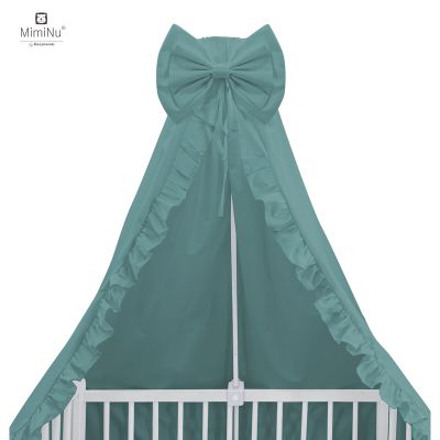 MimiNu - Baldachin pentru patut, cu funda si volanas, 210x145 cm, Material certificat Oeko Tex Standard 100, Colectia Royal, Nepal Green BYN6426972021005