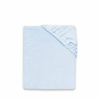 MimiNu - Cearceaf cu elastic, Pentru pat 160x80 cm, Din terry, Material certificat Oeko Tex Standard 100, Light Blue BYN6426972022101