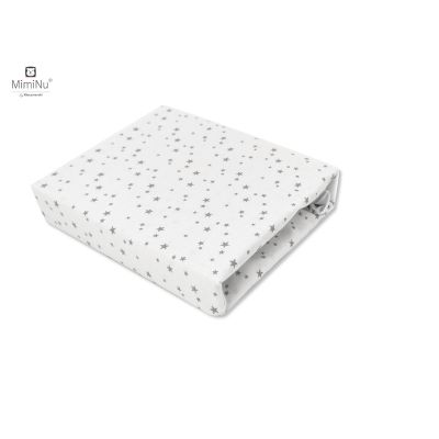 MimiNu - Cearceaf cu elastic pentru patut leagan sau patut co-sleeper, Dimensiune 90x40 cm, Din bumbac certificat Oeko Tex Standard 100, Mini Gray Stars BYN6426972021227