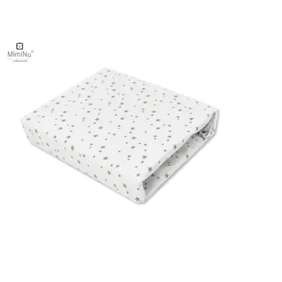MimiNu - Cearceaf cu elastic pentru patut leagan sau patut co-sleeper, Dimensiune 90x40 cm, Din bumbac certificat Oeko Tex Standard 100, Mini Gray Stars BYN6426972021227