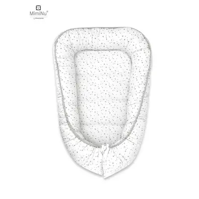 MimiNu - Cosulet bebelus pentru dormit, Baby Cocoon 75x55 cm, Husa 100% bumbac, Din bumbac certificat Oeko Tex Standard 100, Mini Gray Stars BYN6426972021302