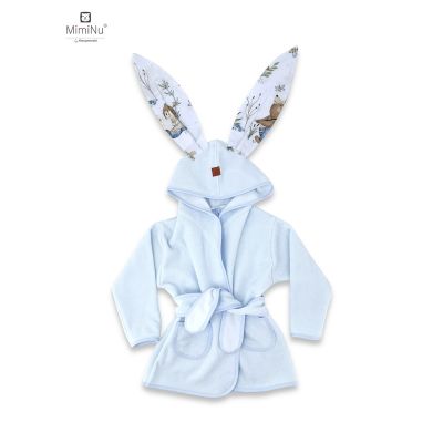 MimiNu - Halat de baie cu urechi 2 - 5 ani, Moale, Cu buzunare, Cu cordon, Din bumbac si thermo fleece, Materiale certificate Oeko Tex Standard 100, Design, Let\'s Go Blue BYN6426972022392