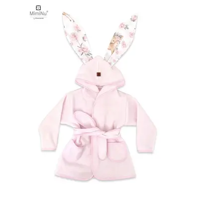 MimiNu - Halat de baie cu urechi 2 - 5 ani, Moale, Cu buzunare, Cu cordon, Din bumbac si thermo fleece, Materiale certificate Oeko Tex Standard 100, Sweet Deer Pink BYN6426972022354