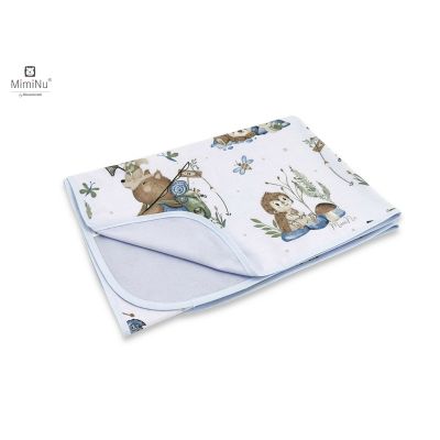 MimiNu - Paturica moale cu doua fete, Dimensiune 75x100 cm, Din bumbac certificat Oeko Tex Standard 100, Design, Let\'s Go Blue BYN6426972020763