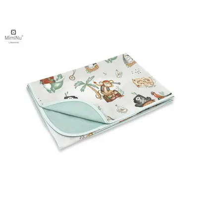 MimiNu - Paturica moale cu doua fete, Dimensiune 75x100 cm, Din bumbac certificat Oeko Tex Standard 100, Design, Pirates Natural BYN6426972020800