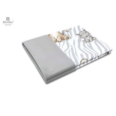 MimiNu - Paturica pufoasa cu doua fete, Dimensiune 75x100 cm, Din tesatura de catifea si bumbac, Materiale certificate Oeko Tex Standard 100, Safari Natural BYN6426972020664