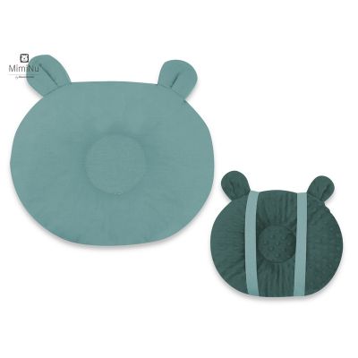 MimiNu - Perna bebelusi Ursulet, Multifunctionala, Cu doua fete, Tesatura pufoasa minky si bumbac, Materiale certificate Oeko Tex Standard 100, Colectia Royal, Minky Nepal Green BYN6426972021500