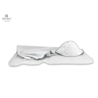 MimiNu - Prosop mare cu gluga, Dimensiune 100x100 cm, Din bumbac si thermo fleece, Materiale certificate Oeko Tex Standard 100, Mini Gray Stars BYN6426972022200