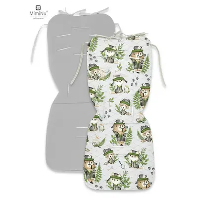 MimiNu - Salteluta pentru carucior, Reversibila, Cu doua fete, Din catifea matlasata si bumbac, Materiale certificate Oeko Tex Standard 100, Dimensiune 78 x 34 cm, Minky Detective Natural BYN6426972021319
