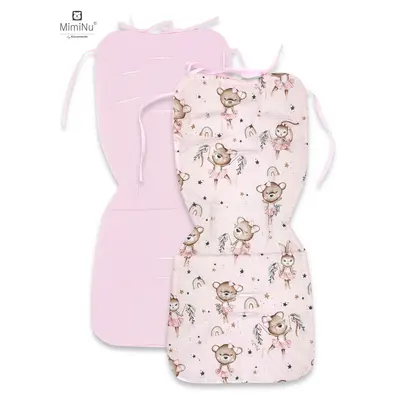 MimiNu - Salteluta pentru carucior, Reversibila, Cu doua fete, Din catifea matlasata si bumbac, Materiale certificate Oeko Tex Standard 100, Dimensiune 78 x 34 cm, Minky Little Ballerina Pink BYN6426972021326