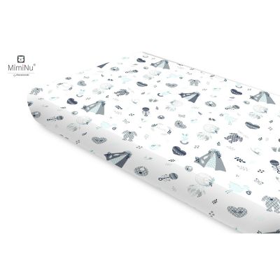 Miminu - Cearceaf cu elastic, Din bumbac certificat Oeko Tex Standard 100, Pentru pat 160x80 cm, Baby Shower Blue BYN6426972022033