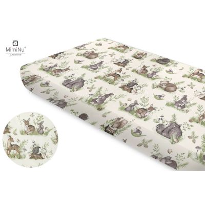 Miminu - Cearceaf cu elastic, Din bumbac certificat Oeko Tex Standard 100, Pentru pat 160x80 cm, Design, Calm Forest Natural BYN6426972022040