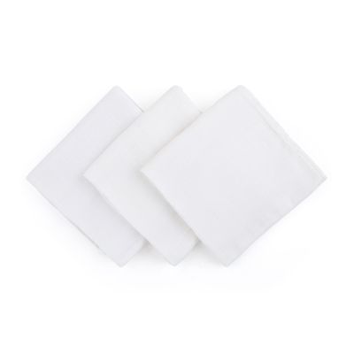 Petite&Mars - Set 3 scutece din muselina de bambus Moussy Total White, Hipoalergenice, 68 x 68 cm, Certificate Oeko Tex Standard 100, Alb BYN415833