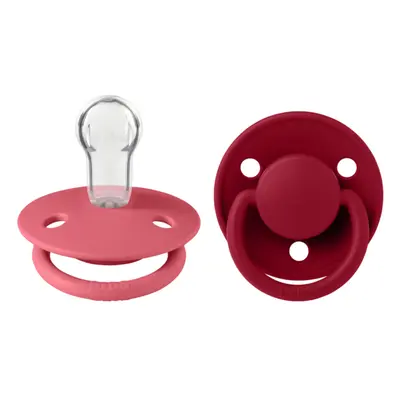 Bibs - set 2 suzete de lux silicon, tetina rotunda, marime universala-coral/ruby bbb150221