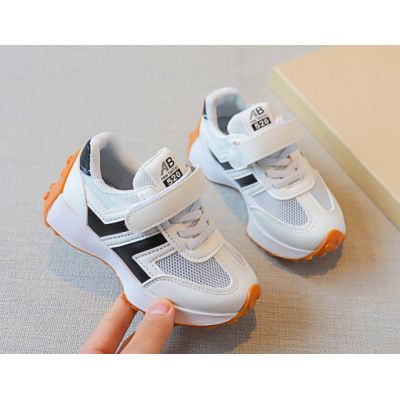 Adidasi albi pentru copii, cu insertii negre MDYY-H02-2-sa42