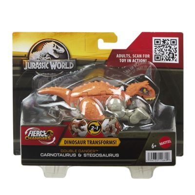 JURASSIC WORLD FIERCE CHANGERS DOUBLE DANGER DINOZAUR TRANSFORMABIL CARNOTAURUS SI STEGOSAURUS VIVMTHLP05_HLP07