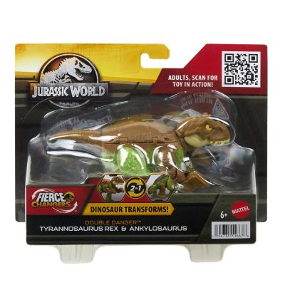JURASSIC WORLD FIERCE CHANGERS DOUBLE DANGER DINOZAUR TRANSFORMABIL TYRANNOSAURUS REX SI ANKYLOSAURUS MARO VIVMTHLP05_HLP06