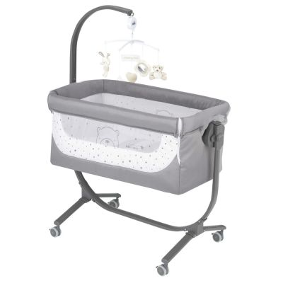 Patut Cu Leganare, Cullami, Co-sleeper 2 In 1, Cu Laterala Culisanta, Cu Setare Unghiulara, Cu Roti, Reglabil In 8 Pozitii Pe Inaltime, Gri Deschis Pjb4407316