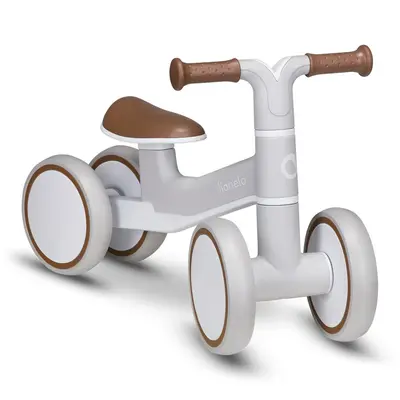 Lionelo - Bicicleta fara pedale Villy, Cu 4 roti, Din spuma EVA si TPR, Stabila, Manere moi, antiderapante, 12- 36 luni, Sustine pana la 30 kg, Certificata EN 71-1:2014, EN 71-2:2011, EN 71-3:2019, Bej BYNLOE-VILLY_ BEIGE_LATTE