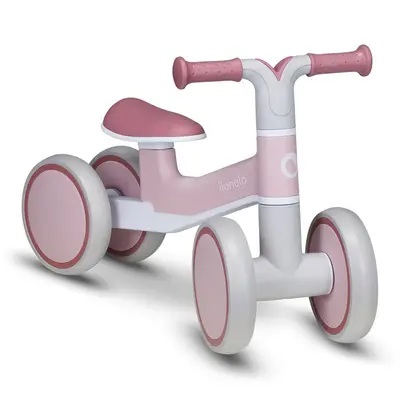 Lionelo - Bicicleta fara pedale Villy, Cu 4 roti, Din spuma EVA si TPR, Stabila, Manere moi, antiderapante, 12- 36 luni, Sustine pana la 30 kg, Certificata EN 71-1:2014, EN 71-2:2011, EN 71-3:2019, Roz BYNLOE-VILLY_ PINK_ROSE