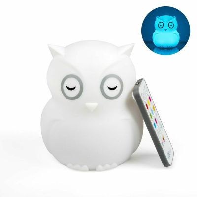 Lampa de veghe Bufnita, Hibu, Functionare pana la 10 ore, Cu telecomanda si cablu USB, Cu 9 culori diferite activate prin control Touch, Bbluv, White BYNBBL-B0154