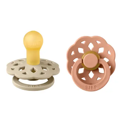 Bibs - set 2 suzete boheme latex, tetina rotunda, 0 luni +-vanilla/peach bbb230103
