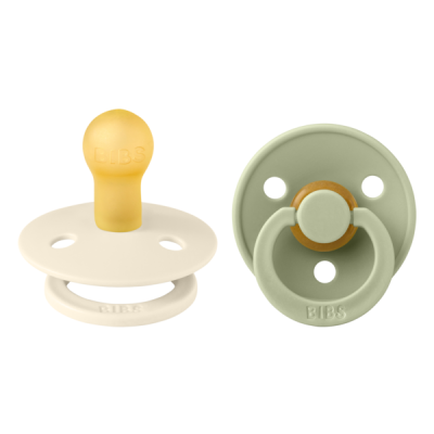 Bibs - set 2 suzete colour latex, tetina rotunda, 0 luni +-ivory/sage bbb110241