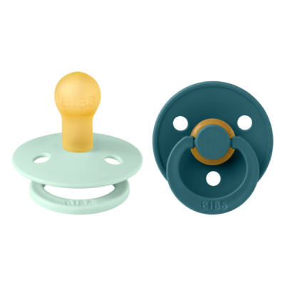 Bibs - set 2 suzete colour latex, tetina rotunda, 0 luni +-nordic mint/forest lake bbb110293