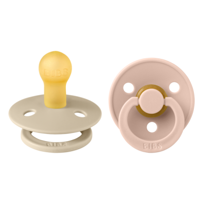 Bibs - set 2 suzete colour latex, tetina rotunda, 0 luni +-vanilla/blush bbb110213