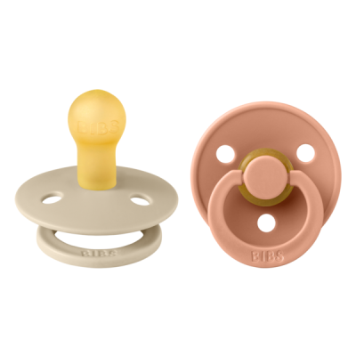 Bibs - set 2 suzete colour latex, tetina rotunda, 0 luni +-vanilla/peach bbb110229