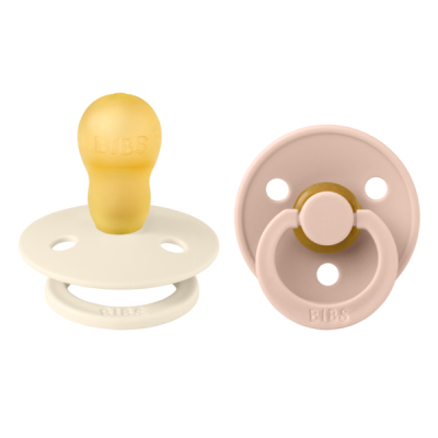 Bibs - set 2 suzete colour latex, tetina rotunda, 18 luni +-ivory/blush bbb130253