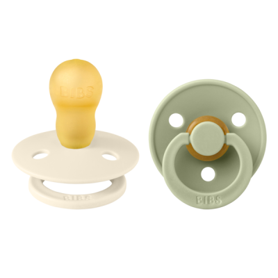 Bibs - set 2 suzete colour latex, tetina rotunda, 18 luni +-ivory/sage bbb130241