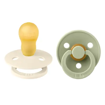 Bibs - set 2 suzete colour latex, tetina rotunda, 18 luni +-ivory/sage bbb130241