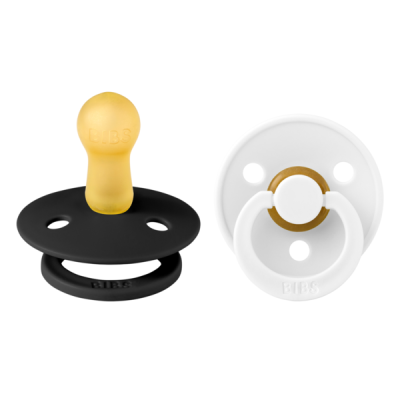 Bibs - set 2 suzete colour latex, tetina rotunda, 6 luni +-black/white bbb120219
