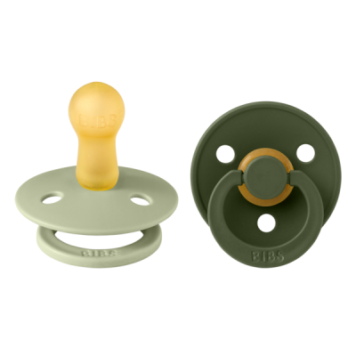 Bibs - set 2 suzete colour latex, tetina rotunda, 6 luni +-sage/hunter green bbb120212