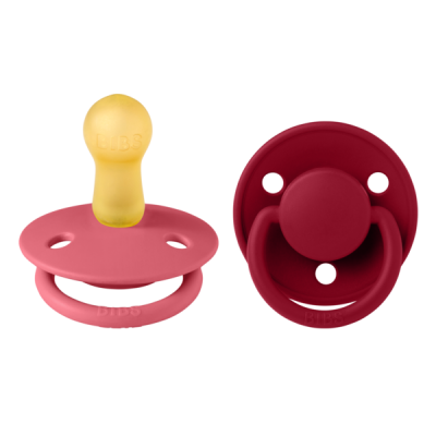Bibs - set 2 suzete de lux latex, tetina rotunda, 6 luni +-coral/ruby bbb190221