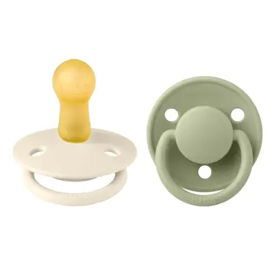 Bibs - set 2 suzete de lux latex, tetina rotunda, 6 luni +-ivory/sage bbb190223