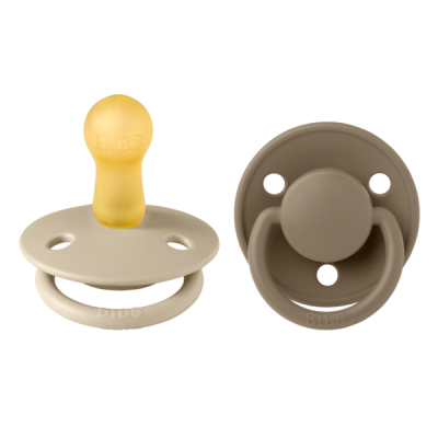 Bibs - set 2 suzete de lux latex, tetina rotunda, 6 luni +-vanilla/dark oak bbb190210