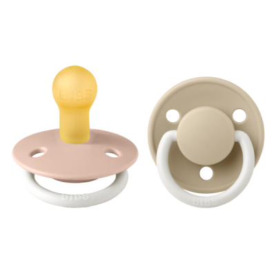 Bibs - set 2 suzete fosforescente de lux glow latex, tetina rotunda, 0 luni +-blush/vanilla bbb180216