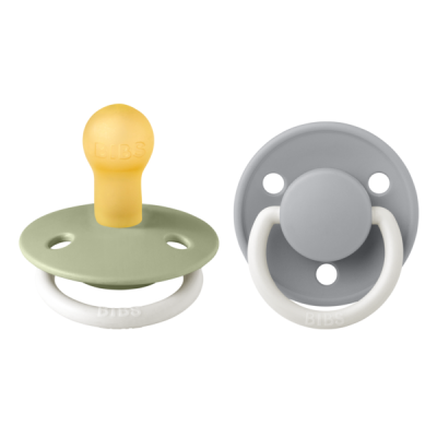 Bibs - set 2 suzete fosforescente de lux glow latex, tetina rotunda, 0 luni +-sage/cloud bbb180217