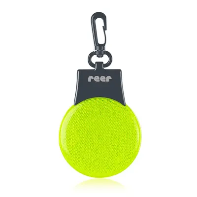 Lumina de siguranta LED reflectorizanta cu semnalizare intermitenta, verde fluorescent, cu carabina de agatare, Reer Light&Go 53253