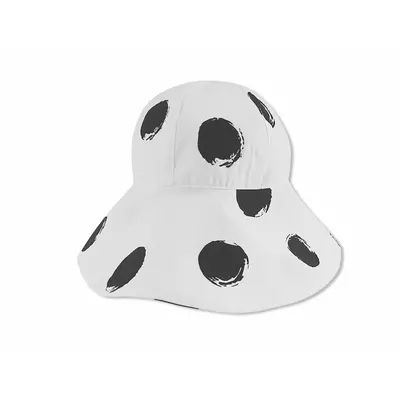 Palarie de vara cu boruri largi, alba cu buline negre, din bumbac, 52 cm (3-4 ani) KDEPAL1052