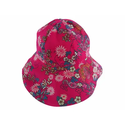 Palarie de vara cu boruri largi, ciclam cu flori, din bumbac, 50 cm (1-3 ani) KDEPAL1350