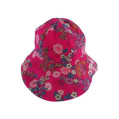 Palarie de vara cu boruri largi, ciclam cu flori, din bumbac, 56 cm (6-8 ani) KDEPAL1256