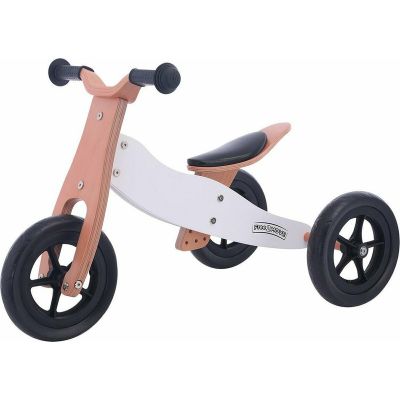 Bicicleta/tricicleta fara pedale din lemn, 2 in 1, Functie de bicicleta echilibru, Sa reglabila, Manere antiderapante, Roti ajustabile, 18 luni – 3 ani, Free2Move, Brown White BYN42868